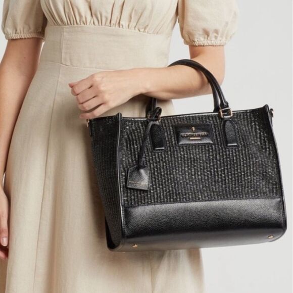 Kurt Geiger Textured Satchel in Black. New and Beautiful w/small flaw. - Picture 1 of 16